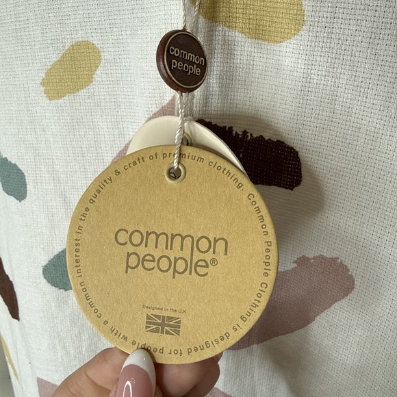 NEW Common People‎ Button Front Shirt Men's S Ecru Muted Textured Short Sleeve - Picture 2 of 6